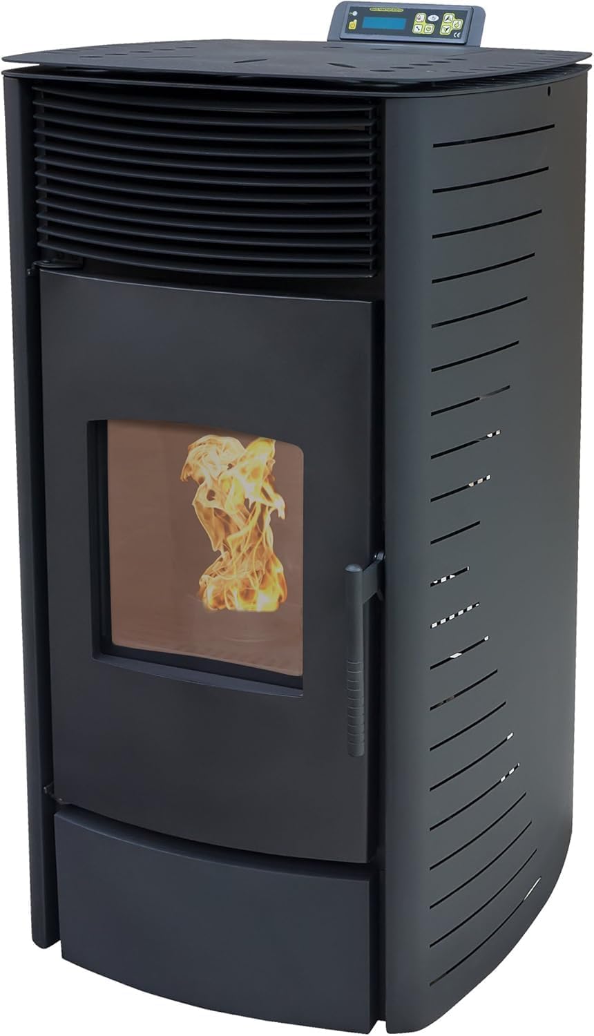 Nemaxx Pelletheizungen, 13,6 kW, 300 m, Schwarz, ® P12 Pelletofen A+ bis ³, Auto-Reinigungszyklus, ECO-Modus