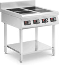 Royal Catering Kochfeld, 4 x 3500 W, 4 x 20 cm, Edelstahl, Kristallglas, Schwarz