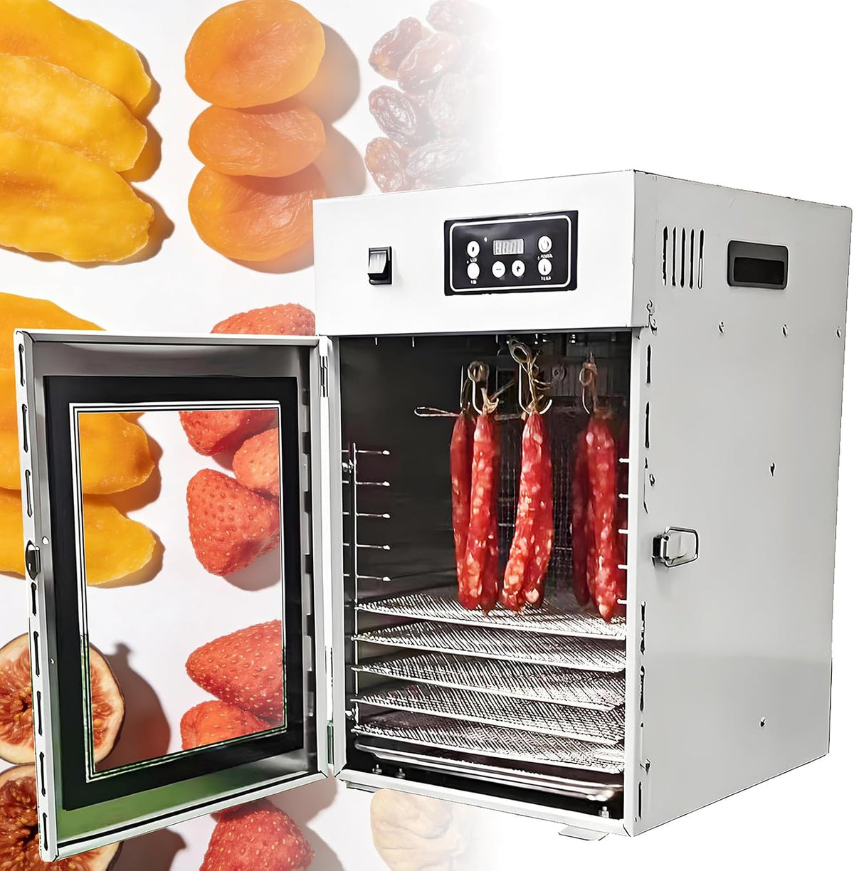 SHENGSHIYU Kaffeemaschine, 800 W, 15 kg, Silber, Gewerblicher Elektrischer Dörrautomat, Fleischtrockner Für Hausgebrauch