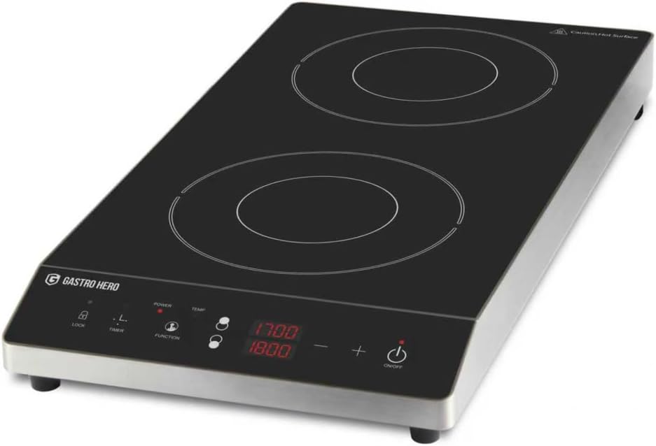 GastroHero Kochfeld, 3500 W, Schwarz, Doppel Induktions, IKE2V35