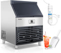 LEEVOT Eiswürfelmaschine, 113 kg, 42 kg, 515 W, Silber, /24 h, 15 Minuten, Speicherkapazität, Edelstahl, Bier und Cocktails