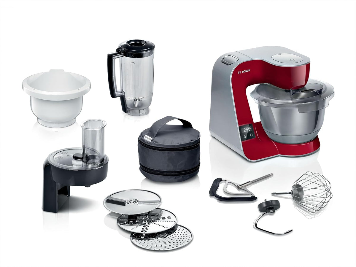 Bosch Universalküchenmaschinen, 1,25 L, 1000 W, 3,9 L, Silber, Küchenmaschine Serie 4, integrierte Waage, Edelstahl-Schüssel
