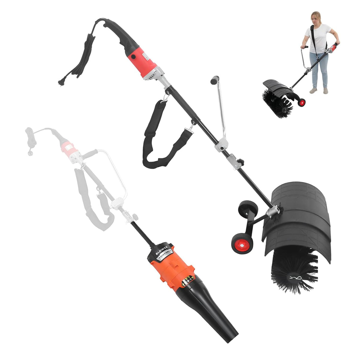 TONFEION Schneefräse, 1600 W, 1600 W, 55 cm, Nylon, Aluminium, Schwarz, Elektrische Kehrmaschine & Laubbläser, 2-in-1
