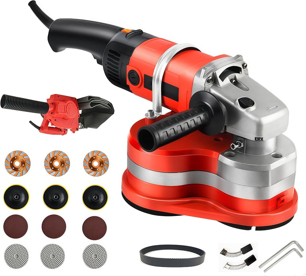 JIYINGHUI Staubsauger, 3800 W, Schwarz, Elektrische Betonschleifmaschine, Bodenpoliermaschine, 6 Geschwindigkeitsstufen