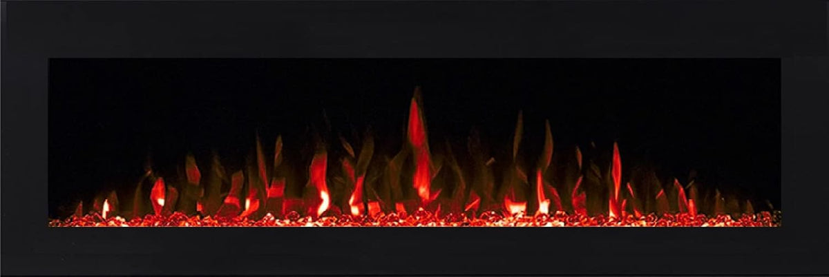 Chemin'Arte Elektrokamin, 2000 W, Schwarz, mit Heizung und Kaminfeuer Volcano - Elektrischer Wandkamin, Heizlüfter