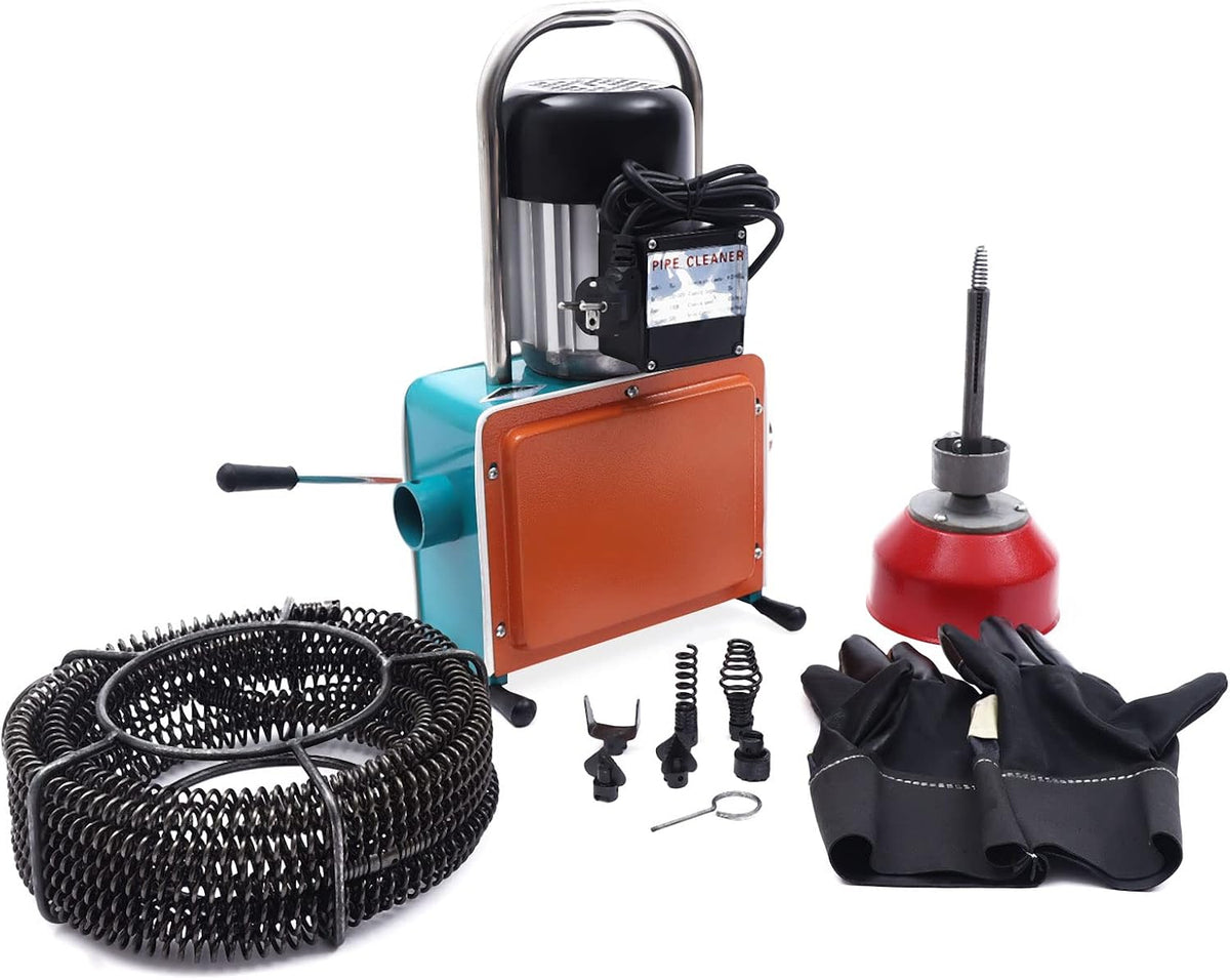 KinHall Rohrreinigungswellen, 110 mm, 1000 W, 220 V, 16 mm, Eisen, Schwarz, Rohrreinigungsgerät Rohrreiniger, für Rohrdurchmesser 20- Mit Drill Bit