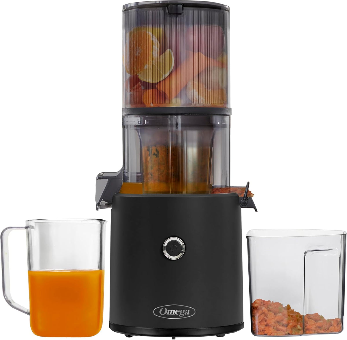 Omega Zentrifugal-Entsafter, 1,9 l, Schwarz, JC2022BK11 Slow Masticating Cold Press Gemüse- und, mühelose Serie für Chargenentsaften