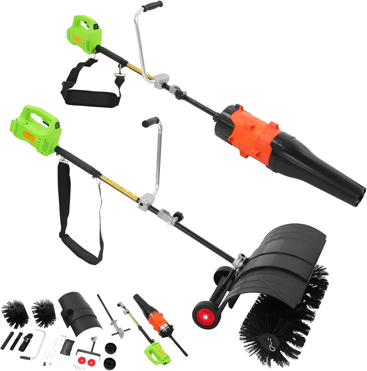 ROGONPDK Schneefräse, 70–80 dB, 1600 W, Nylon, Aluminium, Gummi, Aluminiumlegierung, Schwarz/Grün/Orange