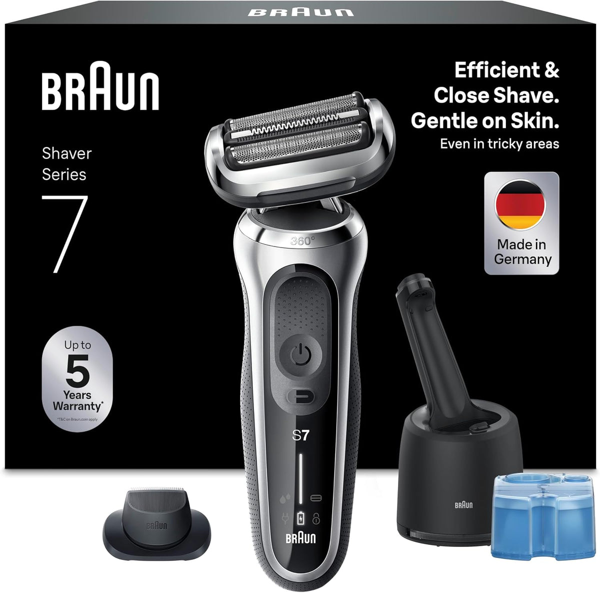 Braun Elektrorasierer, Braun/Silber, Rasierer Herren Elektrisch Series 7, 71-S7200cc, Silber, Kabelloser, Barttrimmer