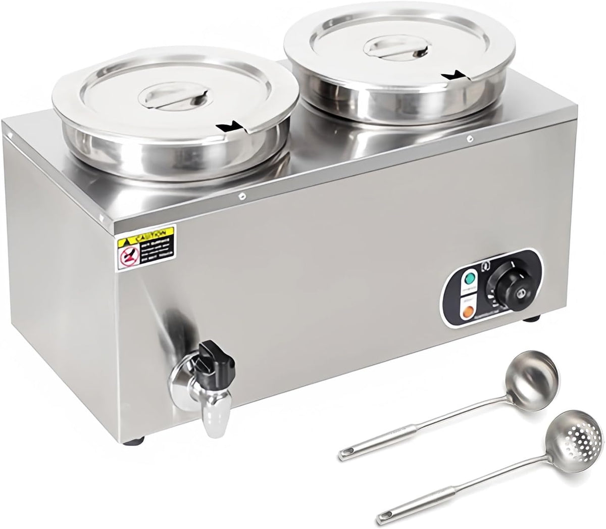 SAIYERUS Speisenwärmer, 220 V, 7 L, Silber, Kommerzieller, Elektrischer Suppenwärmer, Temperatur 30-85°C, für Käse/Hot Dog/Reis