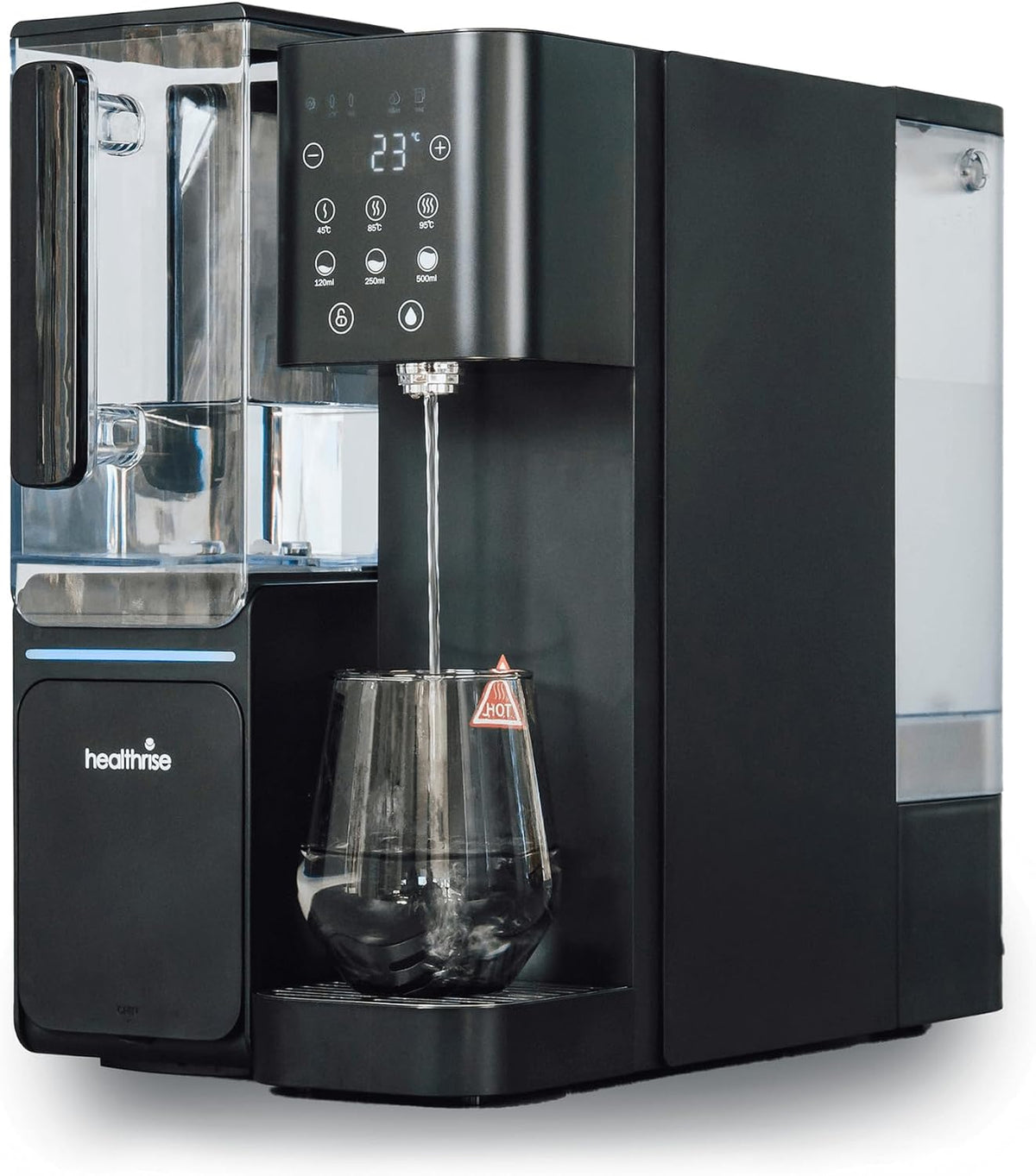 healthrise Kühlschrank, 4,5 L, Grau, Health Rise Pure Water Pro Auftisch Umkehrosmoseanlage, Osmose Wasserfilter 5-stufig mit UV-Licht