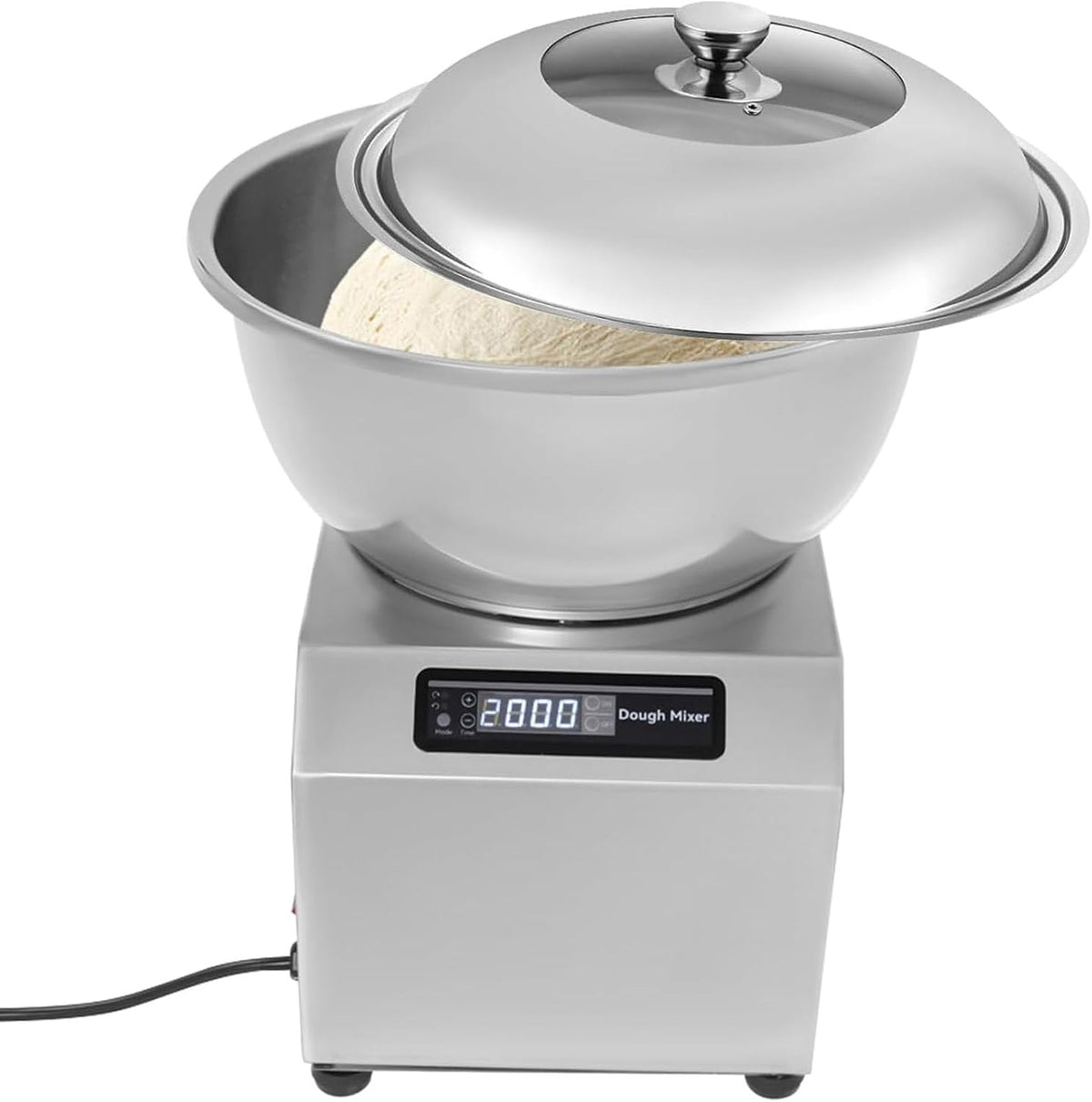 Caibendss Knetmaschinen, 2200 W, 8 kg, Edelstahl 304, Glas, Metall, Schwarz, Elektrische Teigknetmaschine 1400-U/min-Motor /18lbs