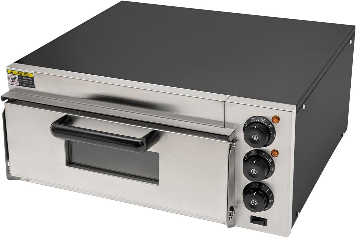 Mqwdxzfes Pizzaofen, 20 L/5.28gal, 2000 W, Eisen, Bakelit, gehärtetes Glas, Gummi, 201 Edelstahl, Silber