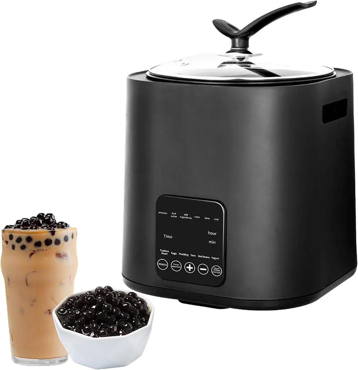 CHANGLKJ Schongarer, Aluminium, Kunststoff, Glas, Grau, Tapioka-Perlenkocher, Automatischer 9-Liter-Perlentopf Mit Touchscreen