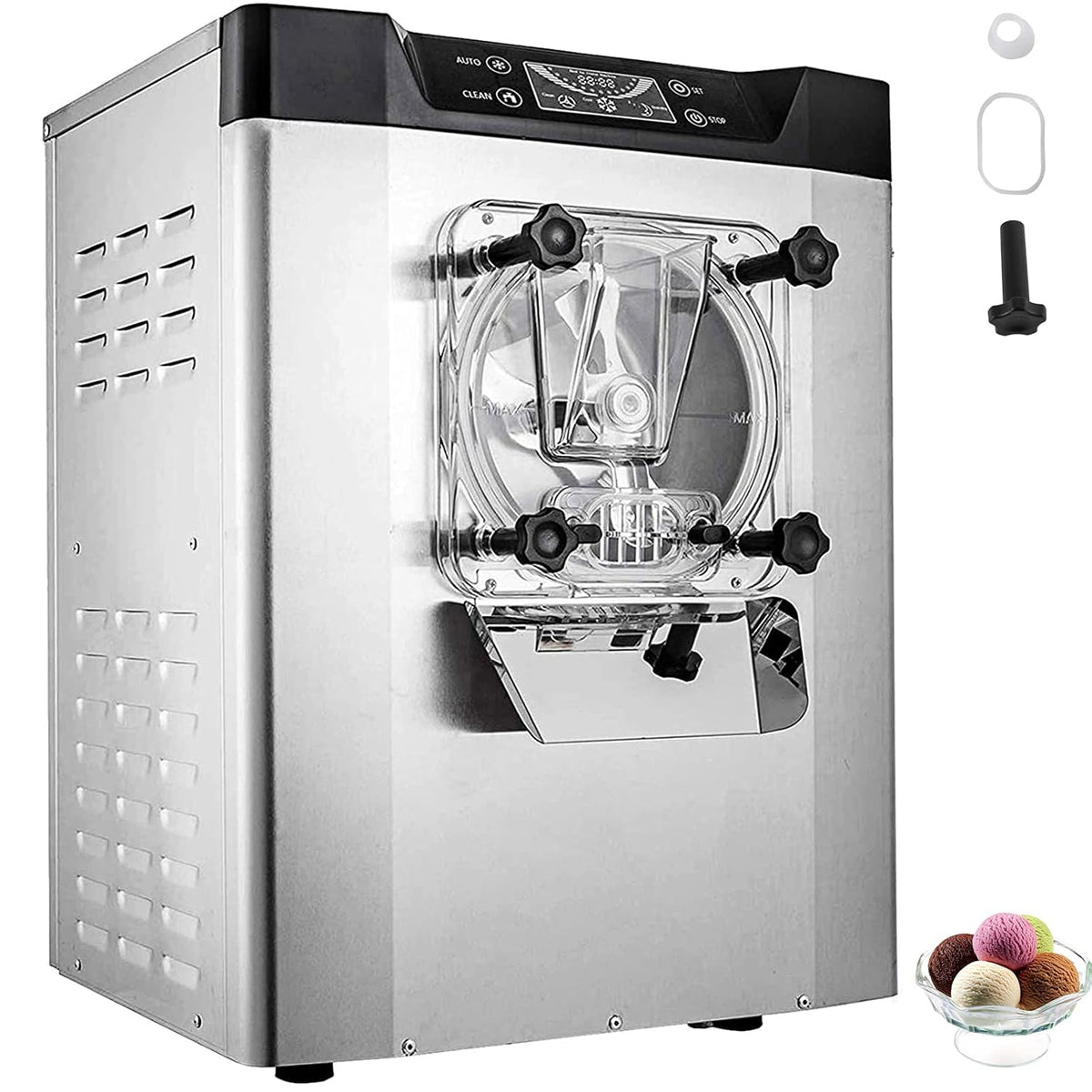 VEVOR Eismaschine, 1400 W, 20 L, Silber, kommerzielle Eiscrememaschine 16- /H Eiscreme, Harteiscreme-Maschine mit intelligentem LCD-Display &