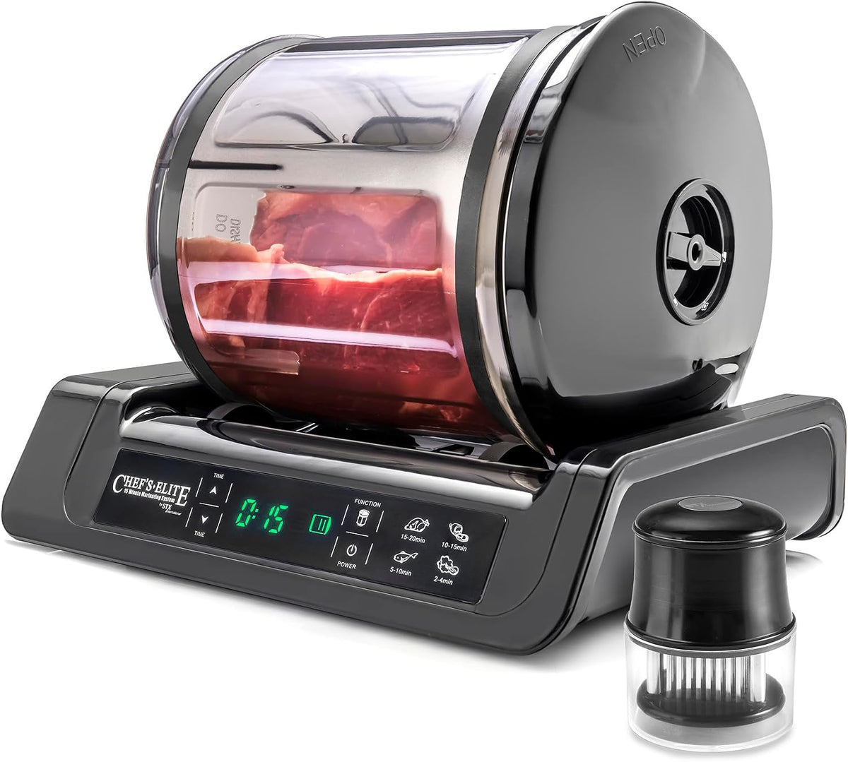 STX INTERNATIONAL Sous-Vide Garer, Grau, 1000-ce Chef 's Elite 15 Minute Fleisch & Gemüse Marinator, Fleischhammer & Quick Connect
