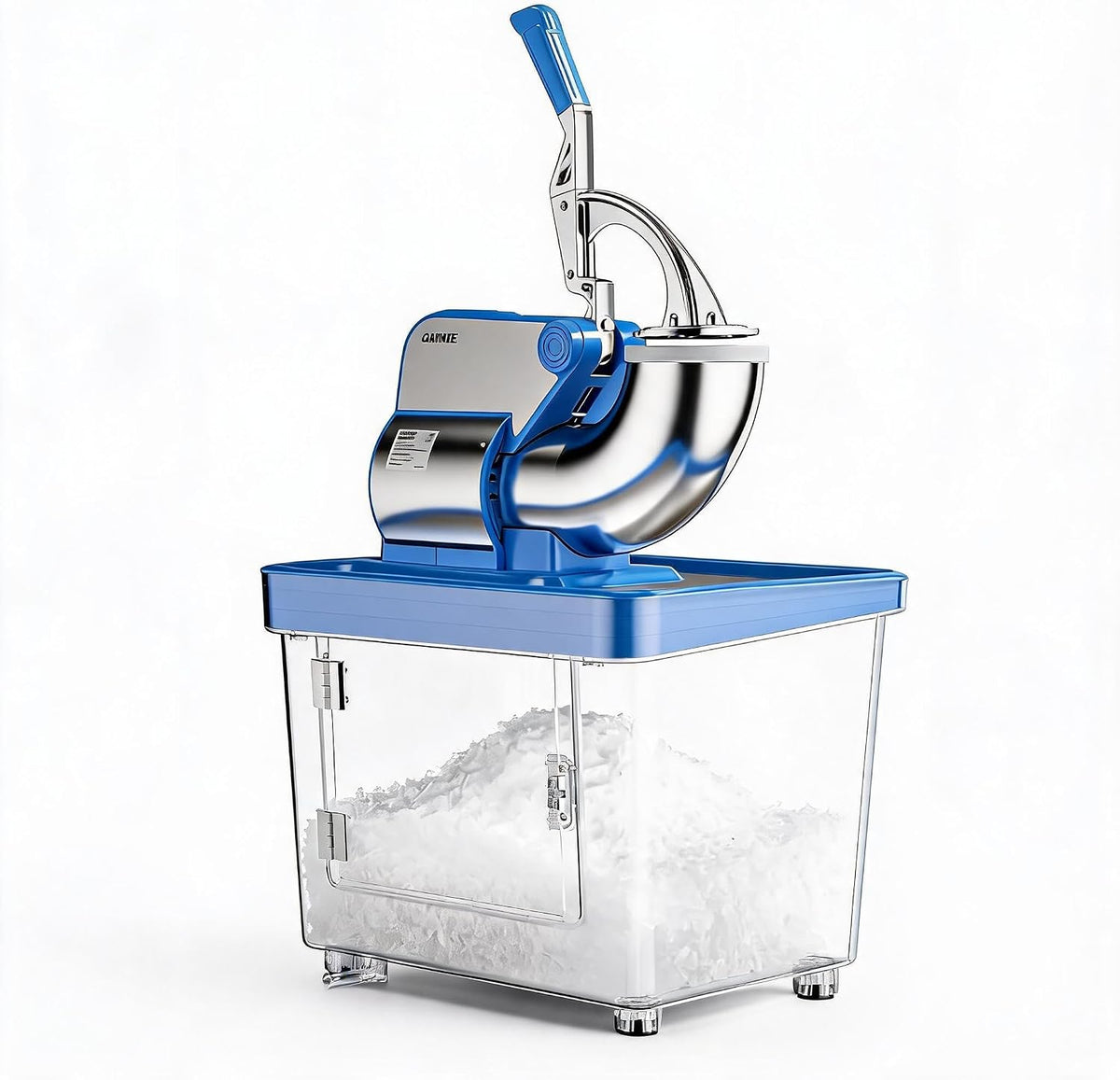Garvee Eismaschine, 300 kg, 300 W, 50 L, Silber, Professioneller Eiscrusher, 4 Edelstahlklingen, Doppel-Schneide, Behälter