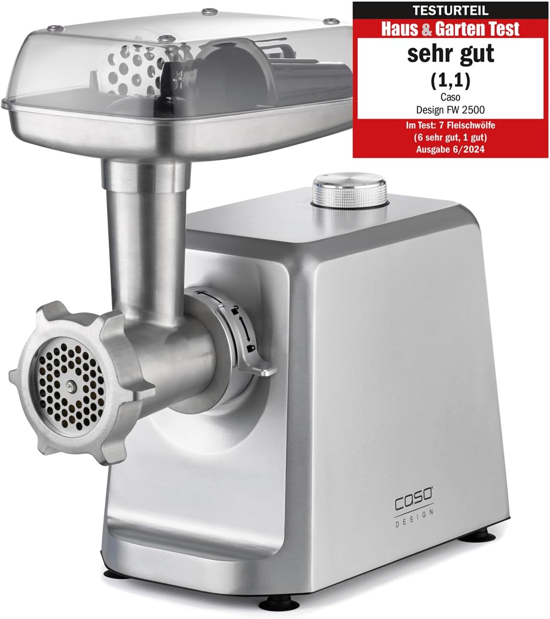 Caso Fleischwölfe, Silber, FW 2500, Fleischwolf mit leistungsstarken 2500 Watt, Testurteil: Sehr Gut, Titan Klinge