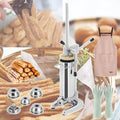 Manueller Monitor, 2 l, Silber, Churro-Füller, Edelstahl, vertikaler Donut-Maker mit Handschuhen, Formen und Schürze für Zuhause oder Geschäft