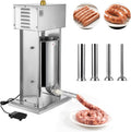 VEVOR Fleischwölfe, 12 L, Silber, elektrischer Wurstfüller Wurstfüllmaschine Fleischfüller, Hochleistungsfüller aus Edelstahl mit 4 Wurstfüllrohren