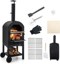 FANTASK Pizzaofen, Metall, PP, Braun, Outdoor mit eingebautem Thermometer, holzbefeuerter mit praktischem Griff