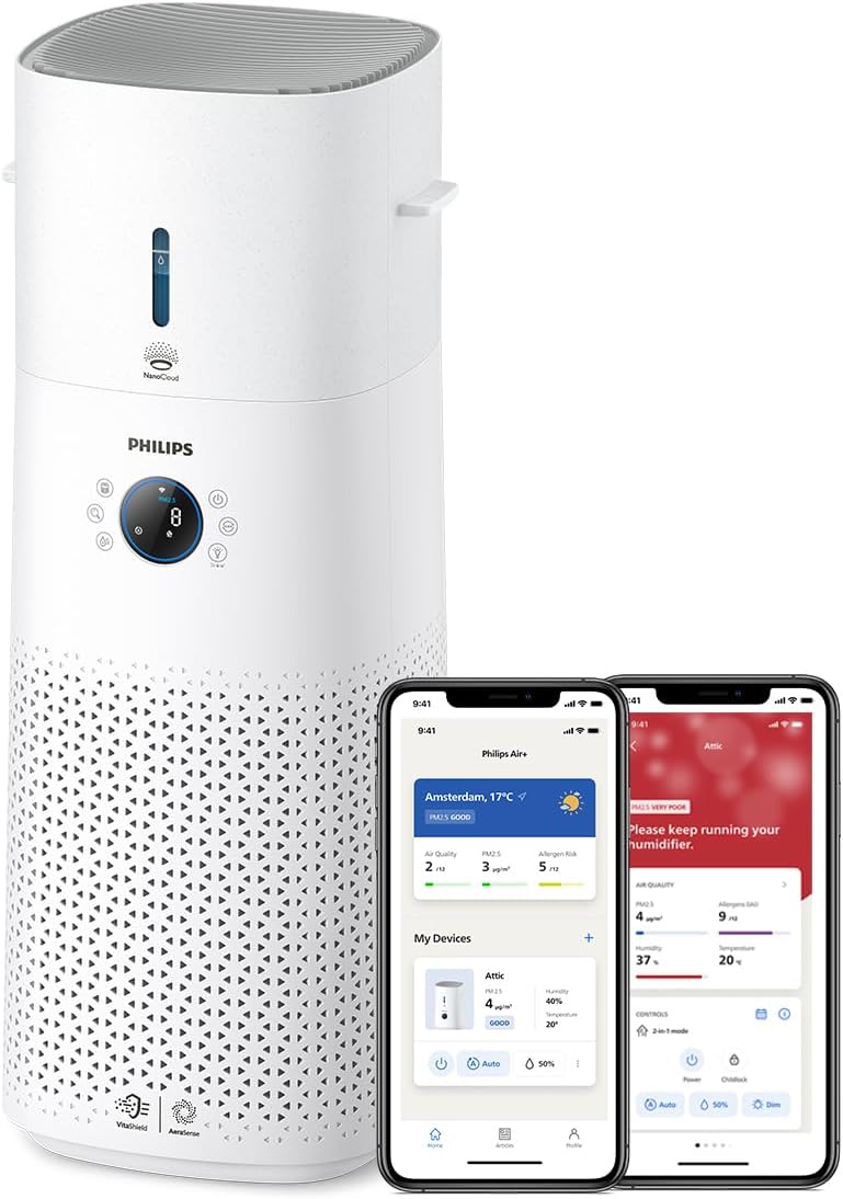 PHILIPS Dunstabzugshaube, 131 m, Weiß, Luftreiniger & Befeuchter 3000 Serie, für Räume bis ²
