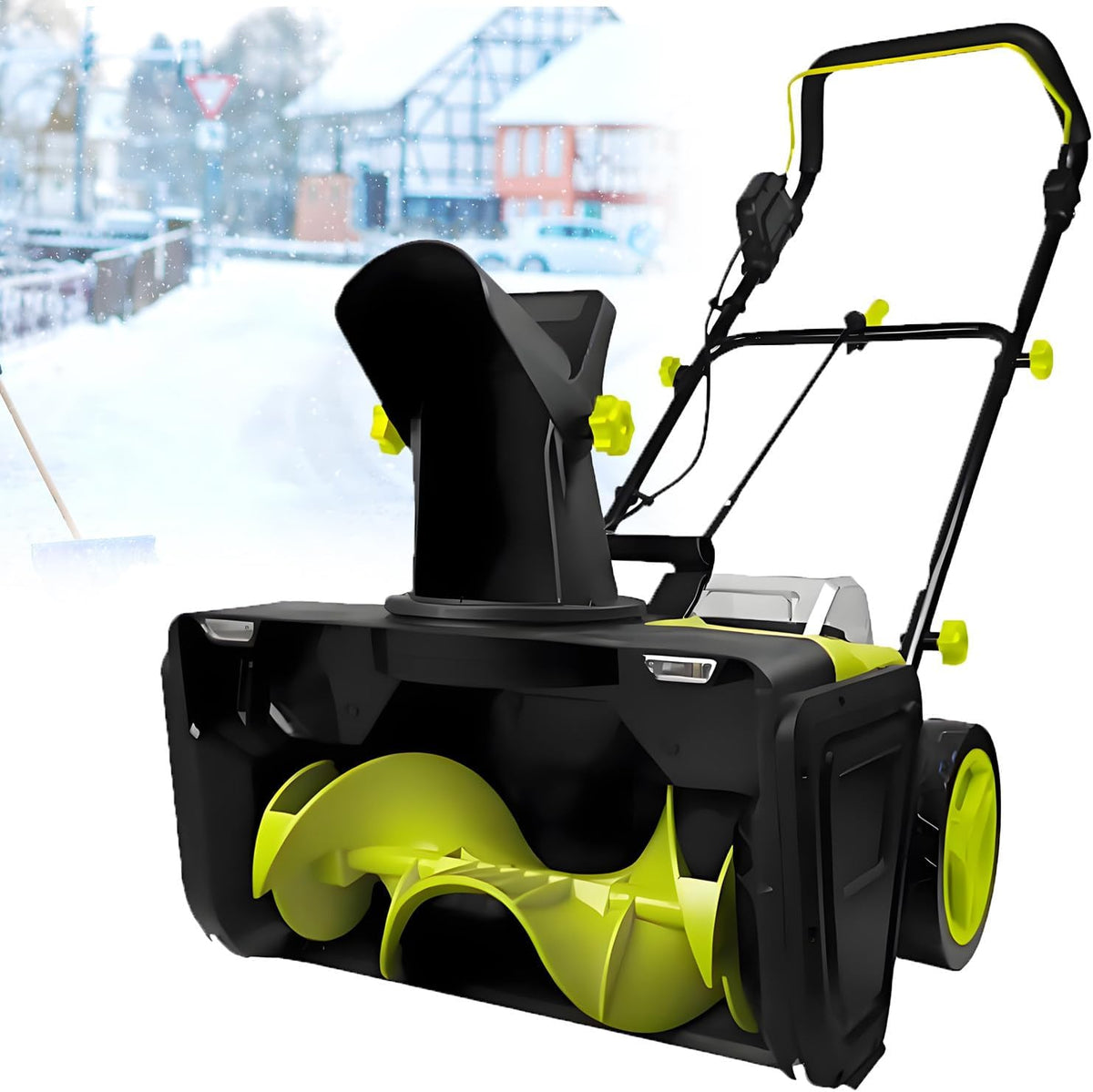 QuinteZhenTially Schneefräse, 3500 W, Schwarz, mit Dual-Led-Scheinwerfern 6Batteries