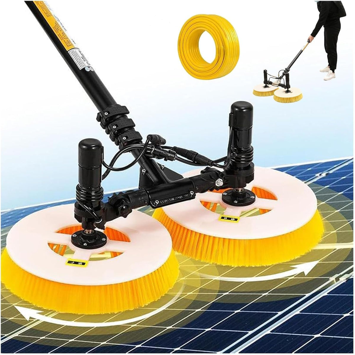 DECAKE Labor-Reinigungsartikel, 3,5 m, 5,5 m, 7,5 m, 3.5M, Schwarz, Solarpanel-Reinigungsset, Elektrische Solarpanel-Reinigungsbürste