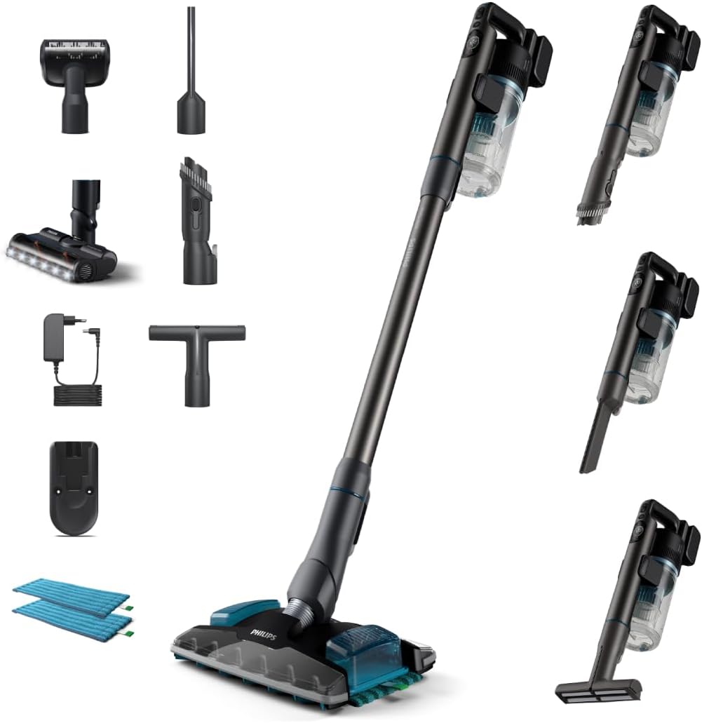 PHILIPS Staubsauger, Grau, Akku- Aqua Plus 8000 Serie, 80 Min. Laufzeit