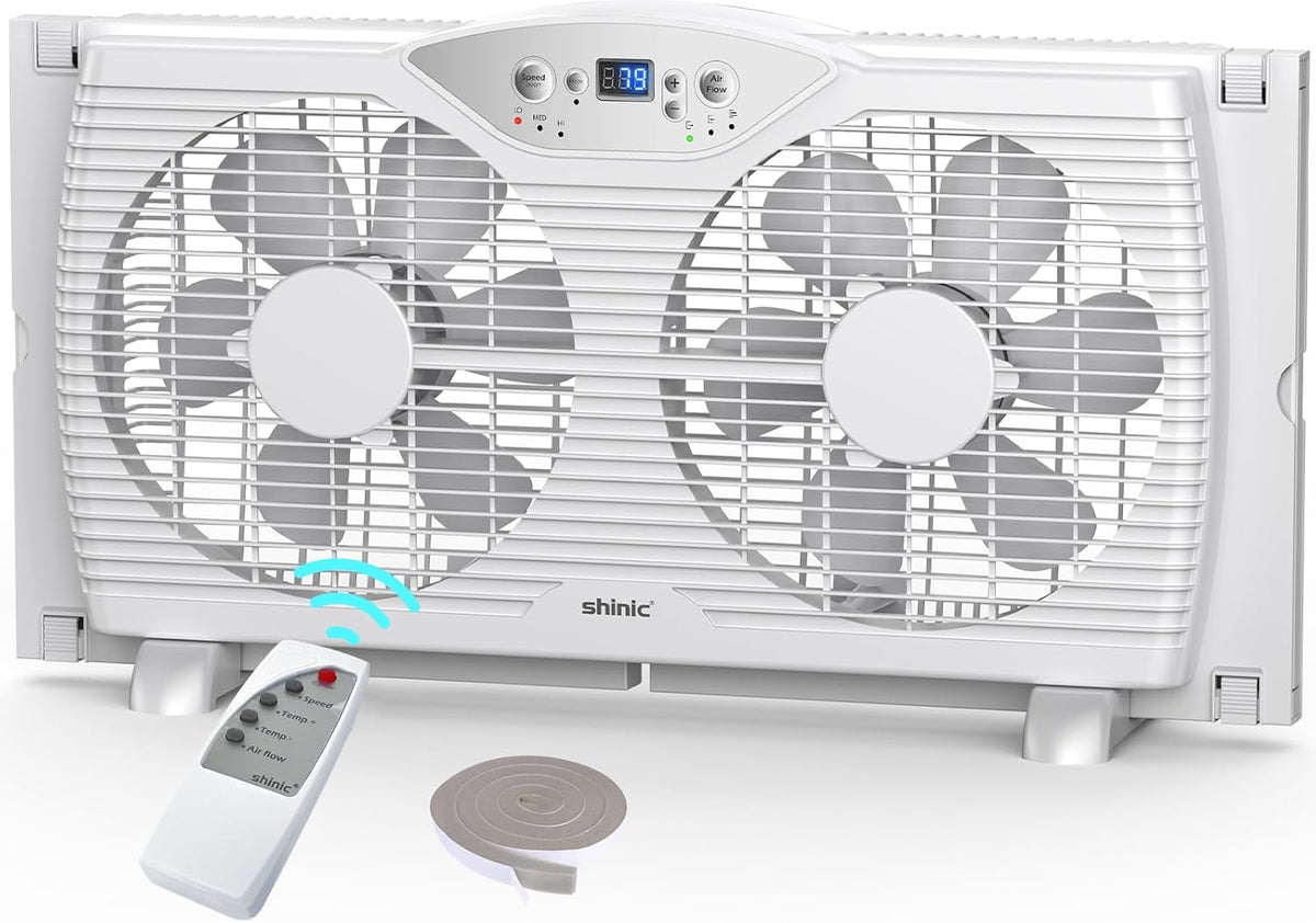 shinic Ventilatoren, Weiß, Doppel-Fensterventilator