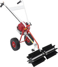 LENDISIY Schneefräse, 60 cm, Schwarz, Kehrmaschine Benzin 4-Takt Motorbesen Kehrbesen Benzin, Bürstenbreite zur Reinigung von künstlichen Grasflächen