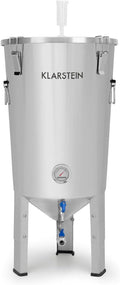 Klarstein Gärbehälter, 30 Liter, Schwarz, Gärkeller Bierbrauanlage - Brauanlage mit Thermometer, konischer Braukessel