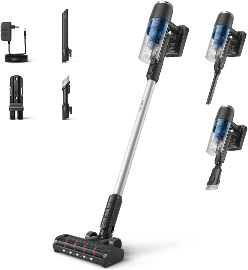 PHILIPS Staubsauger, Blau, Akku- 3000 Serie, 60 Min. Laufzeit