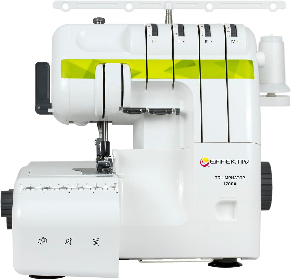 EFFEKTIV Overlock-Nähmaschinen, 120 W, Grün, Triumphator 1700X Overlocker, 3/4 Faden mit Differential, Vollmetallgestell