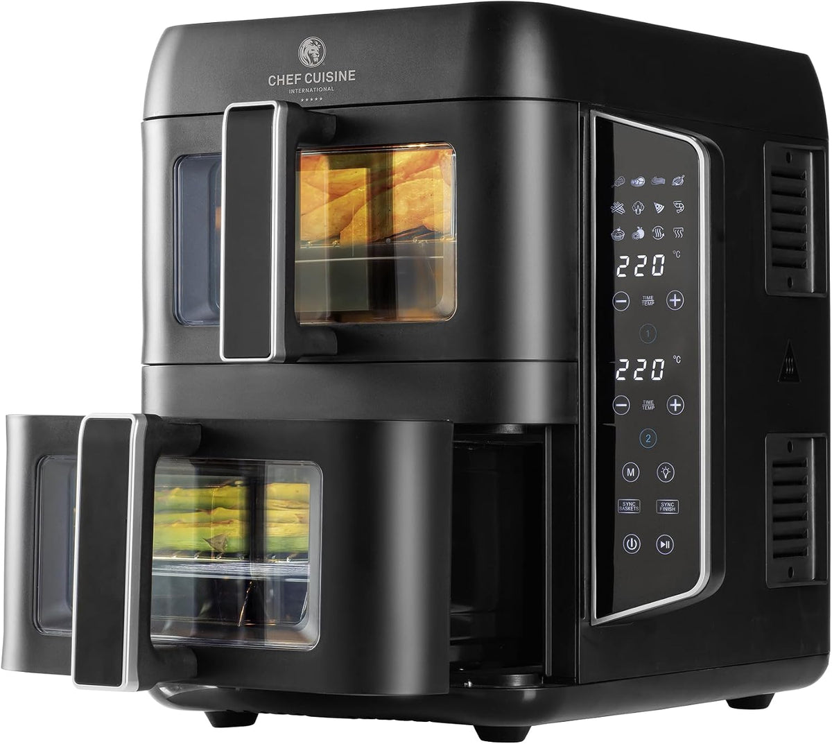 Chef Cuisine International Heissluftfritteuse, 9 L, Schwarz, Air Fryer Dual Zone