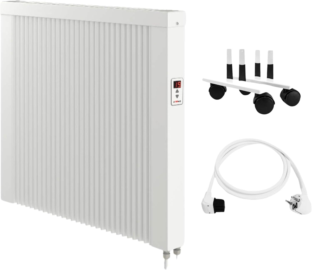 eVARMO Elektroheizkörper, Braun, Flächenspeicherheizung Mobile areo direct 1300 Watt