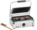 Bartscher Sandwich- & Paninitoaster, 2,2 kW, Schwarz, Elektro-Kontaktgrill Grillplatten oben gerillt, unten glatt Gastronomiebedarf