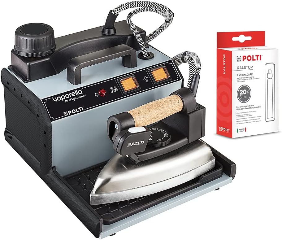 POLTI Dampfglätter, 1750 W, 3 Bar, Grau/Schwarz, Vaporella 2H Pro Kalstop, Dampfbügeleisen mit Boiler und Sicherheitsverschluss