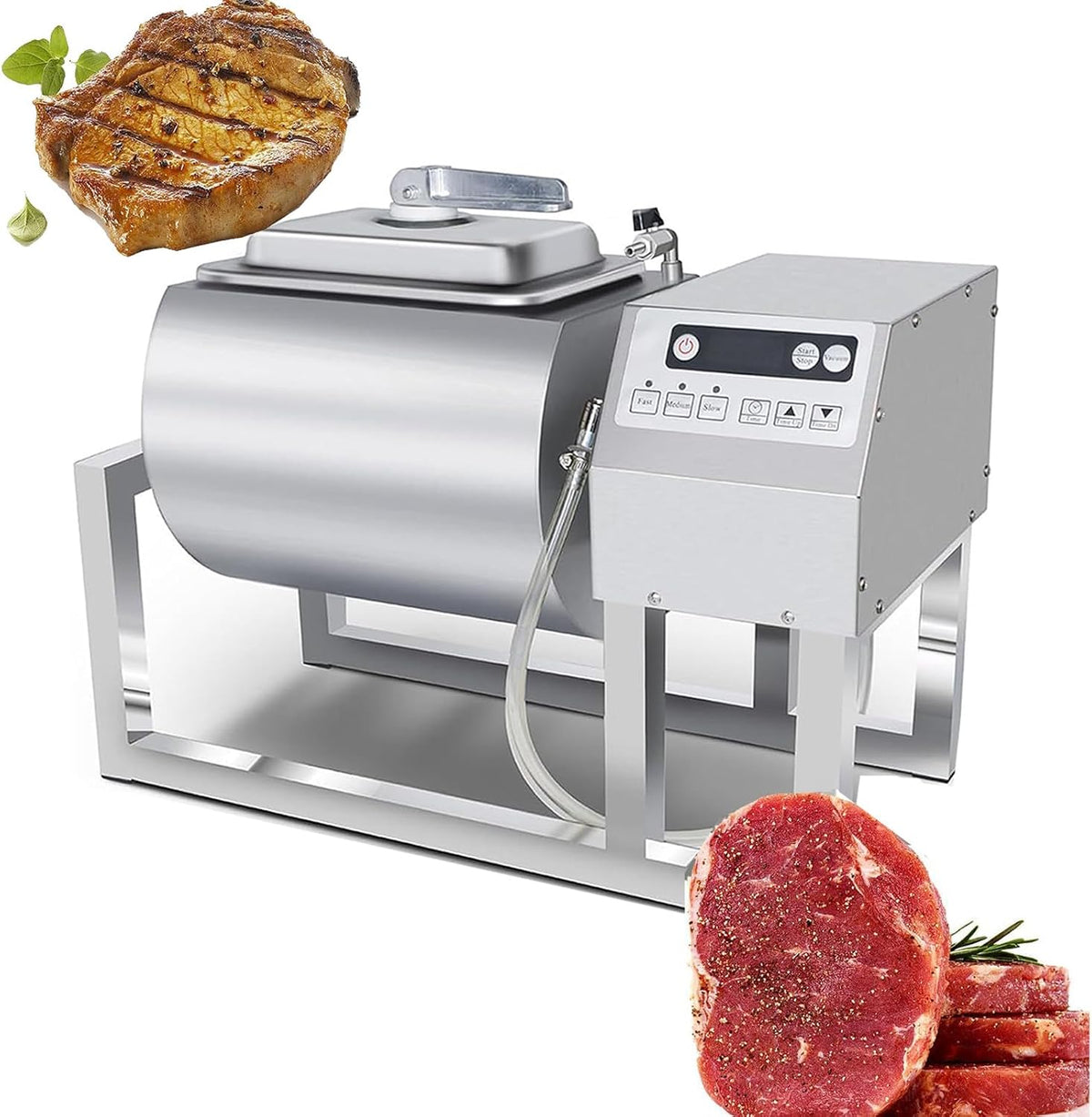 DDZJTPP Fleischhämmer & -klopfer, 18 Liter, 10 kg, Edelstahl, Grau, Elektrischer Vakuum Tumbler Tischgerät mit ca. Volumen