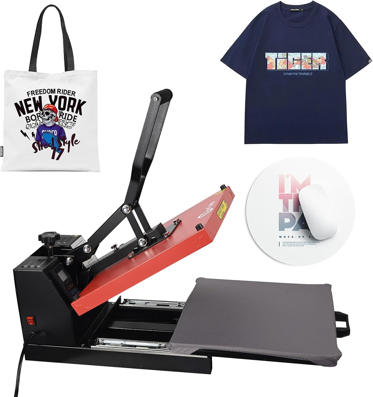 ColorSub Druckpressen, 38x 38 cm, Rot/Schwarz, Heißpresse Transferpresse, T-Shirts Sublimationsmaschine, Mulitifunktional Heat Press