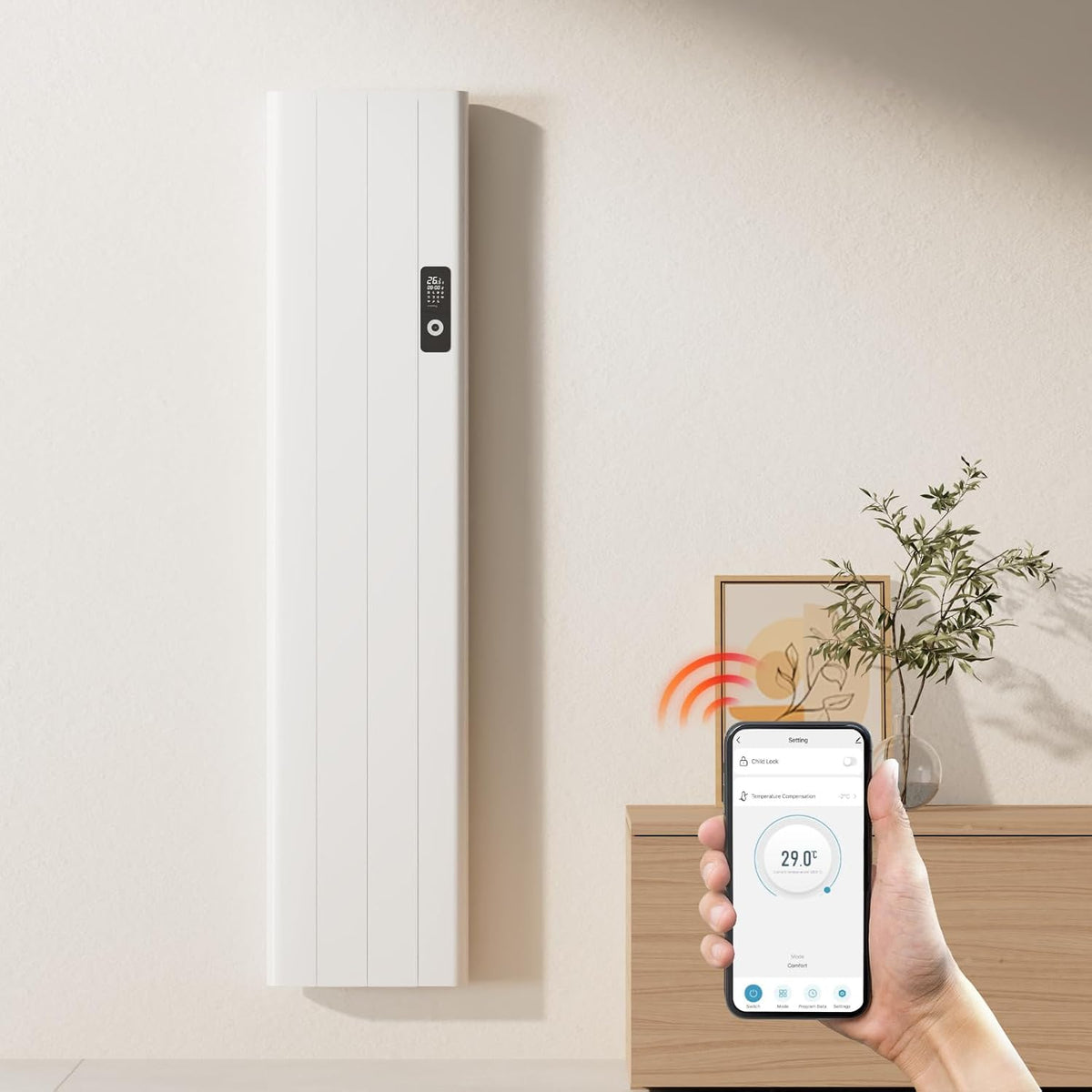 EMKE Elektroheizkörper, 1000 W, Weiß, Elektroheizung Konvektor-Heizung Energiesparend Wandmontag, Wochenzeitschaltuhr