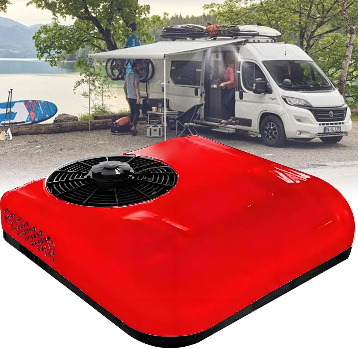 levigationlu Mobiles Klimagerät, 2200 W, 12 V, 24 V, 24 V, Rot, Dc / Klimaanlage Für Wohnmobil, Dachklimaanlage Wohnwagen