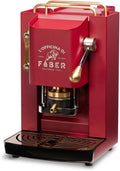 Faber Kaffeemaschine, 44 mm, Rot, Pro Deluxe aus Messing mit Waffeln aus Ese Papier (Cherry