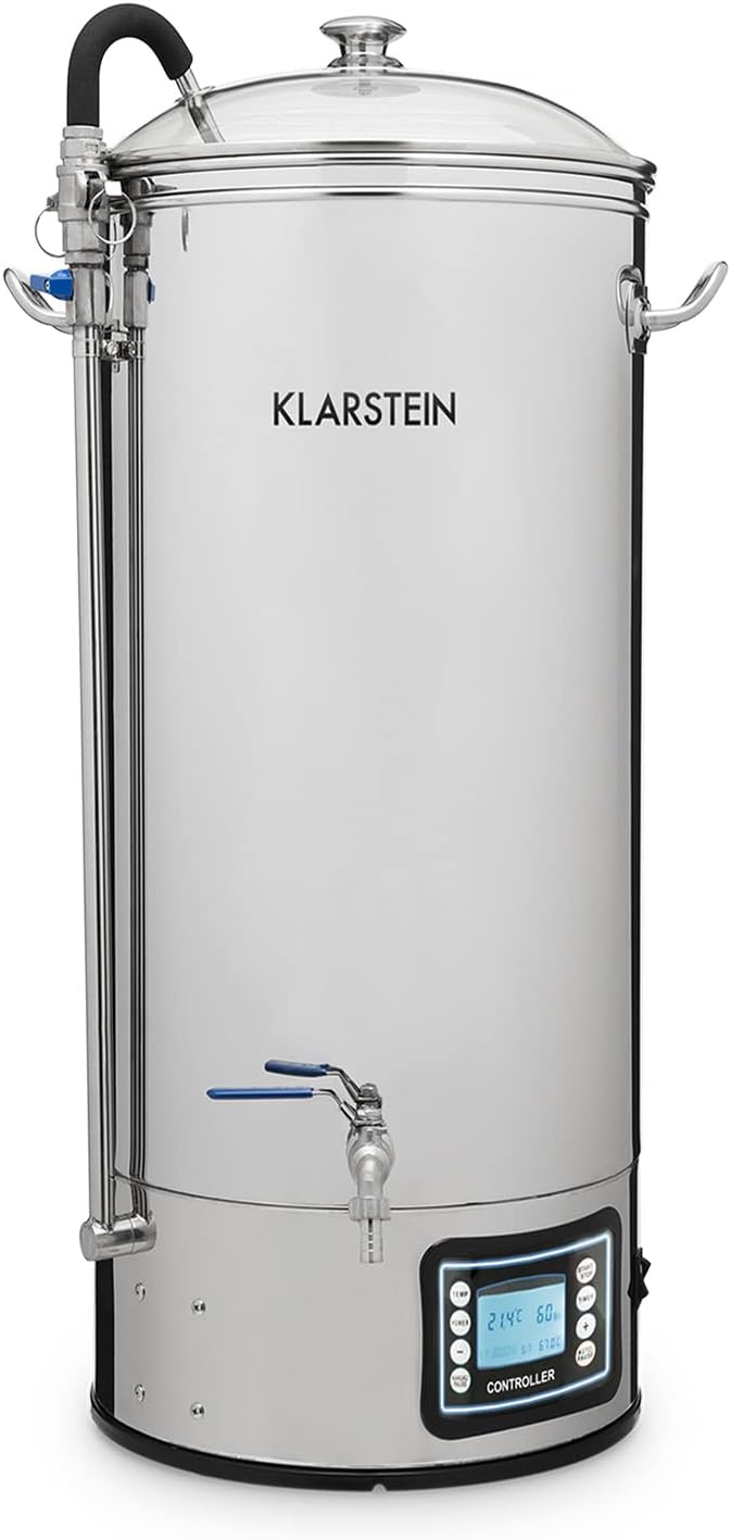 Klarstein Braukessel, 50 Liter, 3000 W, Silber, Bierbrauset, Bierbrauanlage, Maischekessel zum Bier Brauen, Bier-Selbstbrauset