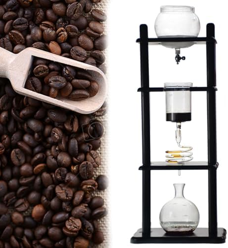 Cold Kaffeemaschine, Schwarz/Silber, Brew Maker Tower Slow Drip für 5-8 Tassen, große Kapazität (100 Unzen) für Eiskaffee