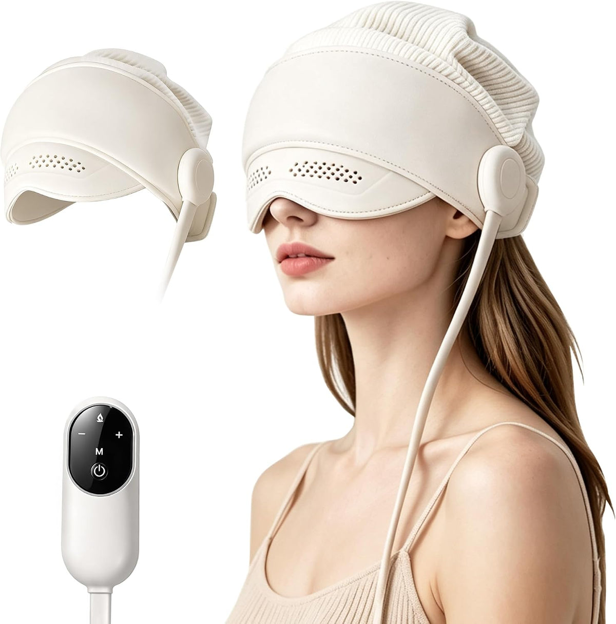 Ailovrix Kopfmassage, Schwarz, Elektrisches gerät für Kopfschmerzen, Augenmassagegerät mit Wärme, 6-Zonen Kneten für Schläfen & Stirn