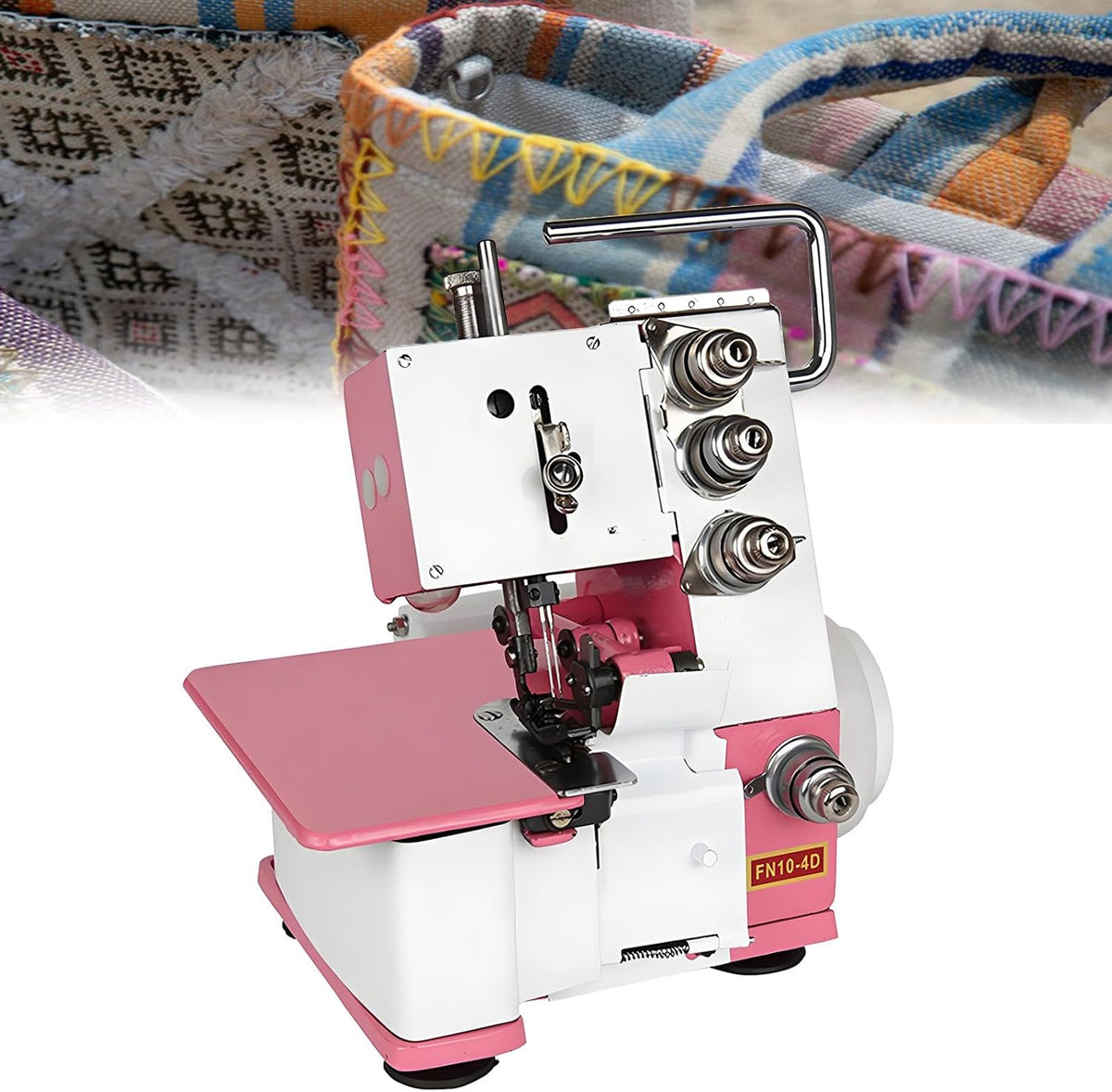 YXZYFPP Overlock-Nähmaschinen, 3,5 mm, Schwarz, Elektrische Vierfaden-Steppstich-Nähmaschine, 1200 U/min, Hochleistungs-Nähmaschine mit LED-Licht