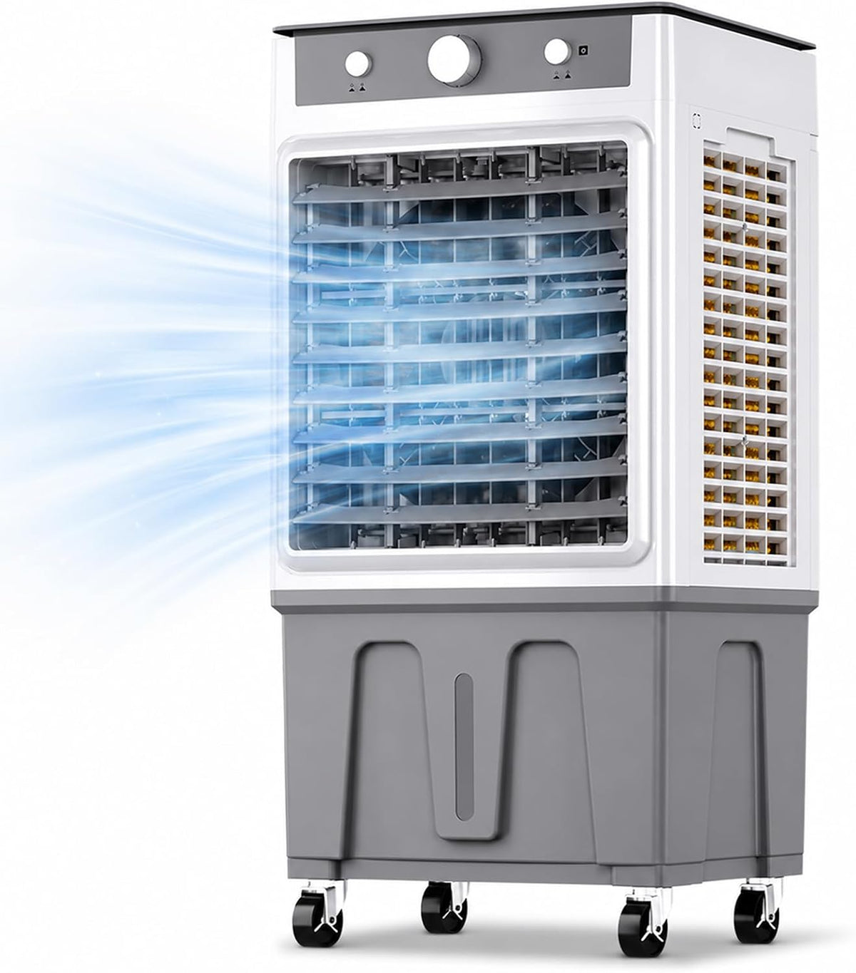 JSWHYBD Klimaanlage, ≤ 50 dB, 83 cm, 30 L, Schwarz, Mobiler Verdunstungskühler ohne Abluftschlauch, leiser wasserbetriebener Klimagerät mit Tank