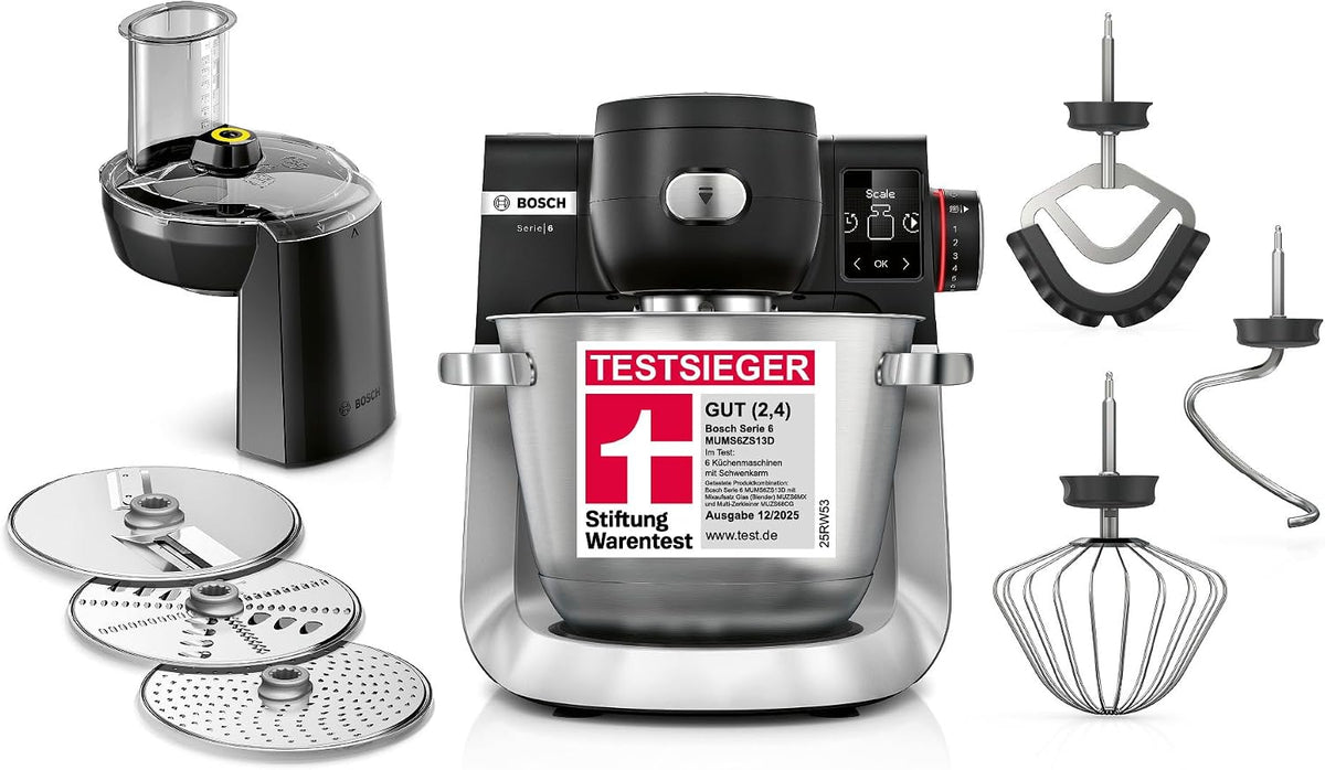 Bosch Universalküchenmaschinen, 1600 W, 5,5l, Silber/Schwarz, Küchenmaschine Serie 6, 7 Automatikprogramme, integr. Waage