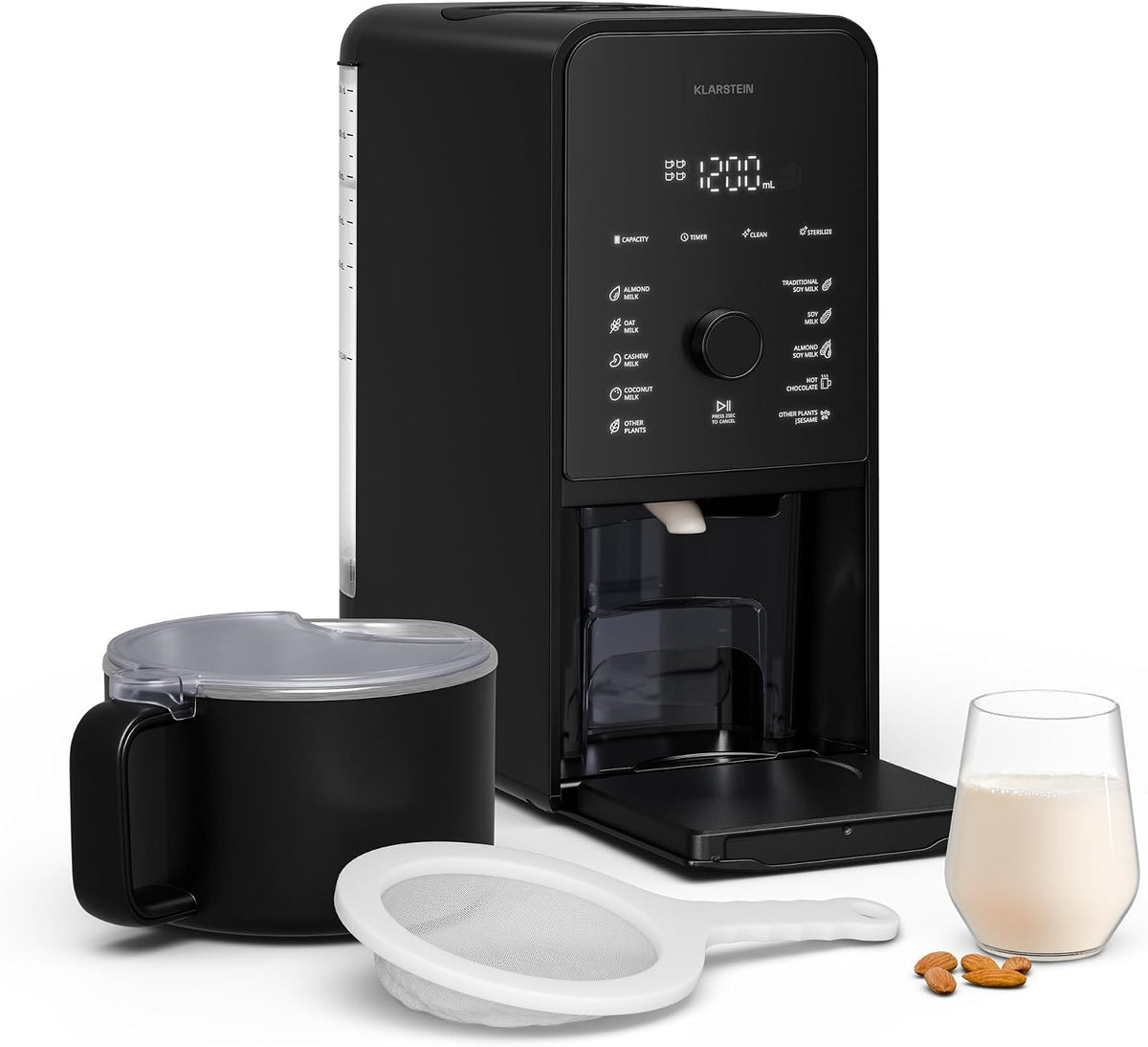 Klarstein Standmixer, 1200 W, 1,2 L, Silber, Marcia Touch Pflanzenmilchbereiter, 12 Programme, Selbstreinigung, LCD-Touch